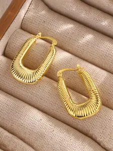 Jewels Galaxy Stainless Steel Gold-Plated Contemporary Hoop Earrings