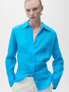 MANGO Ramie Relaxed Casual Shirt