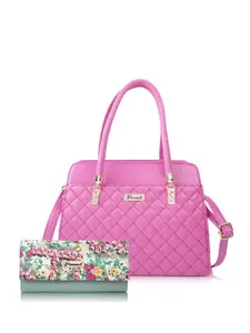 FOMMIL Women Textured Handbags With Hand wallet