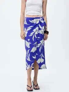 MANGO Floral Print Sarong Style Skirt