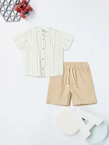 max Boy Striped Shirt with Shorts Pure Cotton Clothing Set