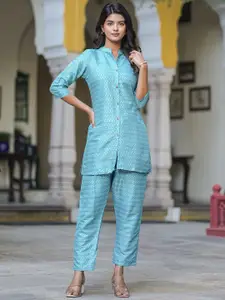 Kiana House Of Fashion Printed Pure Cotton Top With Trousers Co-Ords