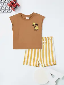 max Boys Printed Pure Cotton T-shirt With Shorts