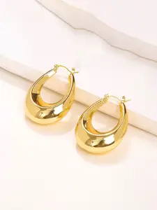 Jewels Galaxy Stainless Steel Gold-Plated Contemporary Hoop Earrings