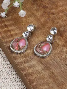 Biba Gold-Plated Contemporary Artificial Stones Studded Drop Earrings