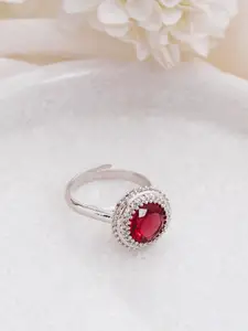Manikya Rhodium-Plated Cubic Zirconia StuddedFingerRing