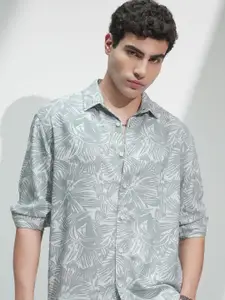 HIGHLANDER Men Comfort Relaxed Fit Floral Printed Spread Collar Casual Shirt