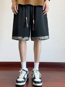 StyleCast Men Black Solid Loose Fit Knee Length Shorts