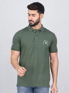 WILD ELEPHANT Men Solid Polo Collar Cotton T-shirt