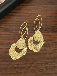 VAGHBHATT Gold-Plated Textured Contemporary Drop Earrings