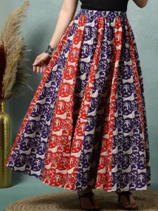 SUNEKH Printed Cotton Flared Maxi Skirt