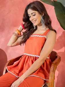 Sangria Shoulder Straps Sleeveless Top & Trousers Co-Ords