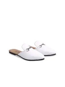 Provogue Men White Leather Mules