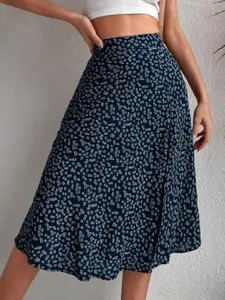 StyleCast Floral Printed A-Line Knee-Length Asymmetric Skirt