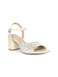 Saint G Women Printed Leather Block Sandals with Buckles