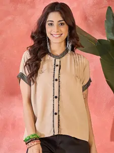 Sangria Round Neck Shirt Style Top