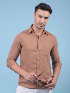 Crimsoune Club Men Classic Fit Vertical Striped Spread Collar Casual Shirt