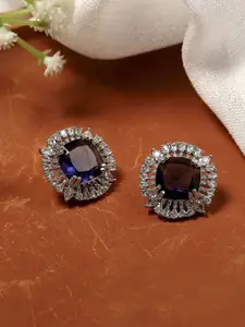 Biba Silver-Plated Artificial Stones Studded Circular Shaped Studs