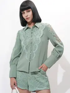 ESPYR By Tokyo Talkies Tokyo Talkies Self Design Shirt & Shorts Co-Ord Set