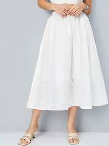 max Self Design Pure Cotton Flared Midi Skirts