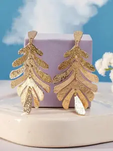 SALTY Tropical Glory Stainless Steel Gold Plated Contemporary Drop Earrings