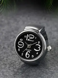 Peora Silver-Plated Analog Watch Stretchable Finger Ring