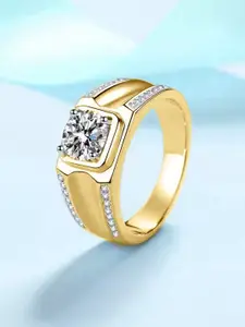 The Roadster Lifestyle Co Men American Diamond-Studded Adjustable Finger Ring