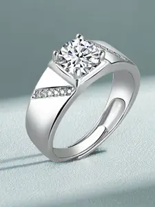 MEENAZ Silver-Plated American Diamond StuddedFingerRing