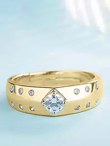 The Roadster Lifestyle Co Men American Diamond-Studded Adjustable Finger Ring