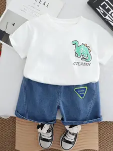 StyleCast x Revolte Boys Printed Round Neck T-Shirt With Shorts