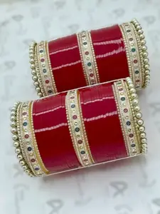 T4 JEWELS Set Of 82 Gold-Plated Kundhan-Studded Bangles