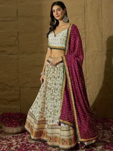 SHRINGARINI Printed Printed Zari Ready to Wear Lehenga & Unstitched Blouse With Dupatta