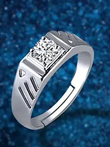The Roadster LifestyleCo Silver-Plated American Diamond StuddedFingerRing