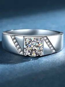 The Roadster LifestyleCo Silver-Plated American Diamond StuddedFingerRing