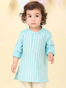 Fabindia Boys Cotton Striped Mandarin Collar Kurta