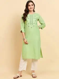 Anouk Rustic Ethnic Motifs Embroidered Thread Work Straight Kurta