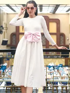 ODETTE Bell Sleeve A-Line Midi Dress