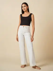 Global Desi Solid Fitted Crop Top