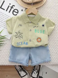 StyleCast x Revolte Boys Printed Short Sleeves Shirt With Shorts