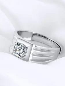 MEENAZ Silver-Plated American Diamond StuddedFingerRing