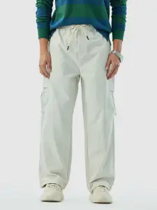 Snitch Men Light Grey Mid-Rise Loose Fit Trouser