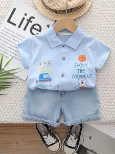 StyleCast x Revolte Boys Printed Short Sleeves Shirt With Shorts