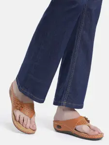 AXIUM Women T-Strap Flats with Laser Cuts