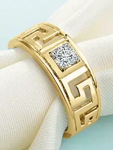 The Roadster Lifestyle Co Men American Diamond-Studded Adjustable Finger Ring