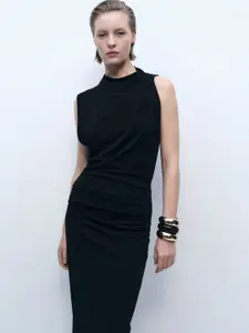 MANGO Ruched Draped Maxi Dress