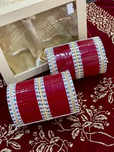 T4 JEWELS Set Of 66 Gold Plated Stone Studded Bridal Chura Bangle