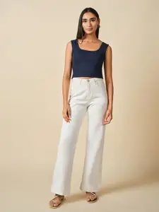 Global Desi Women Square Neck Cotton Crop Top