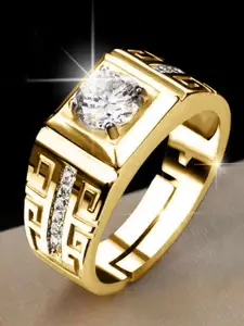 The Roadster Lifestyle Co Men American Diamond-Studded Adjustable Finger Ring