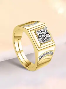 The Roadster Lifestyle Co Men American Diamond-Studded Adjustable Finger Ring