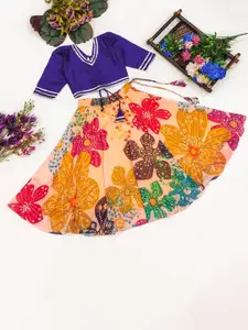 BAESD Girls Floral Printed Lehenga With Blouse And Dupatta